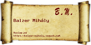 Balzer Mihály névjegykártya